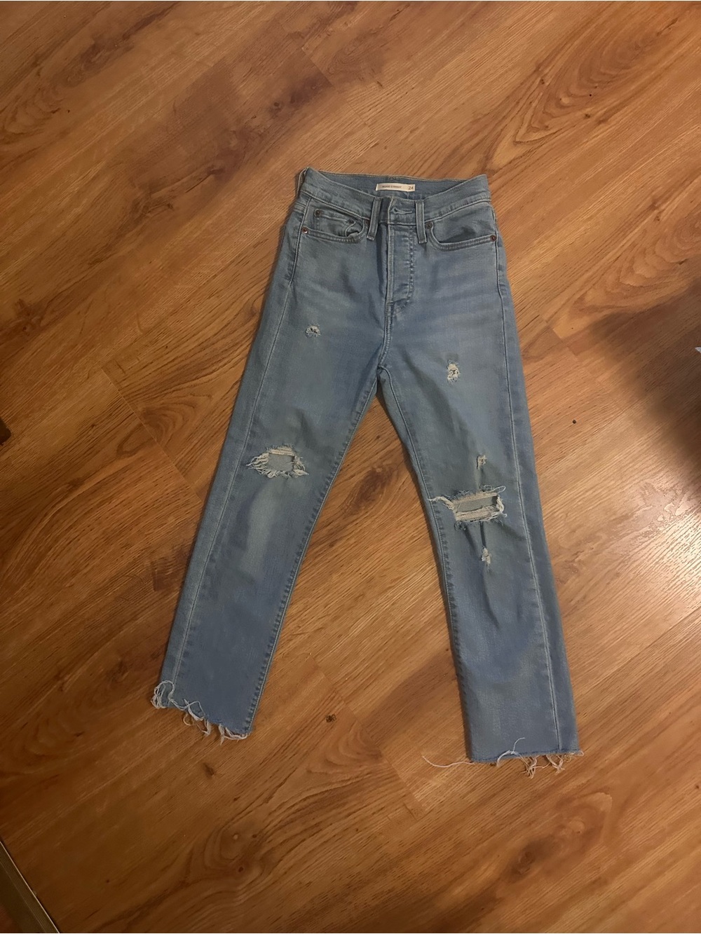 Levi's Light Blue Distressed Straight-Leg Jeans